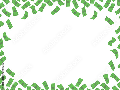 Background with a falling green banknotes. Vector illustration
