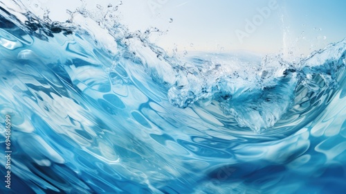 Crisp Blue Water Wave with Tranquil Ripples and Reflection
