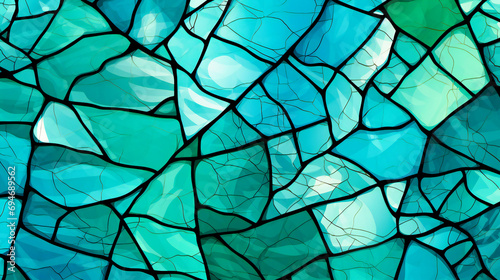 Abstract Aquatic Web: Tranquil Shades of Blue Crisscross in a Fluid Glass Mosaic