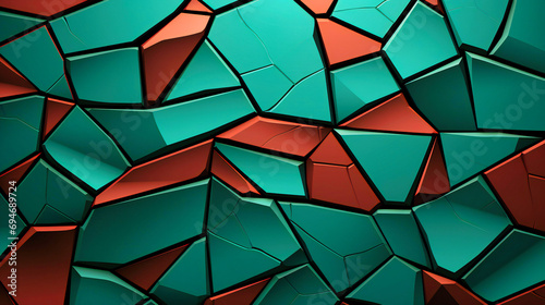 Modern Artistry: Teal and Copper Geometric Shapes Interlock in a Seamless Abstract Design