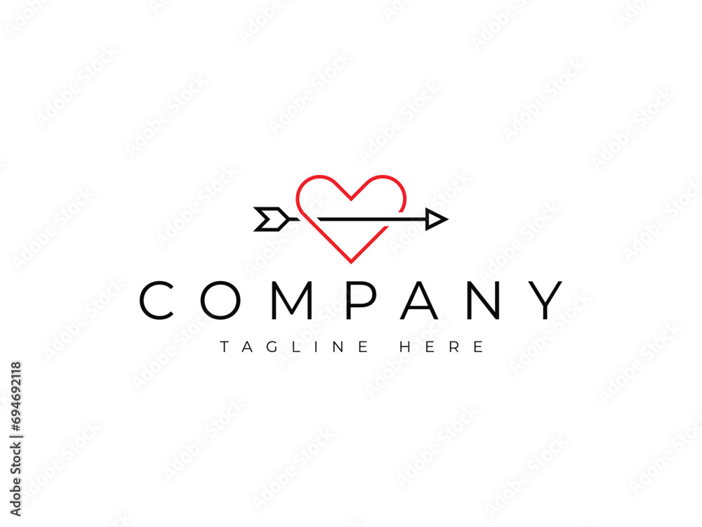 arrow love heart line logo design arrow love heart line logo design