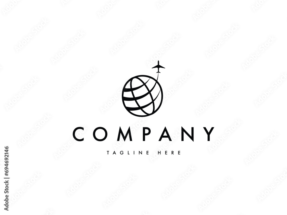 Fototapeta premium abstract plane with globe travel logo design