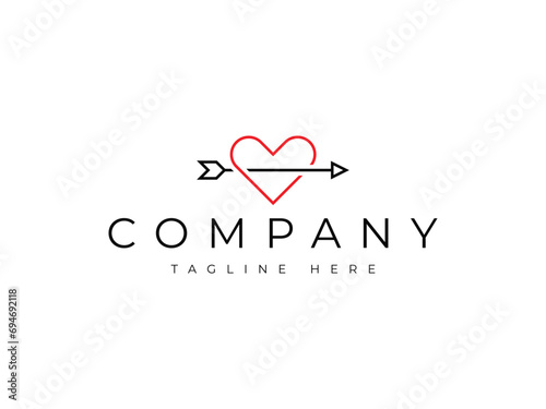 arrow love heart line logo design photo