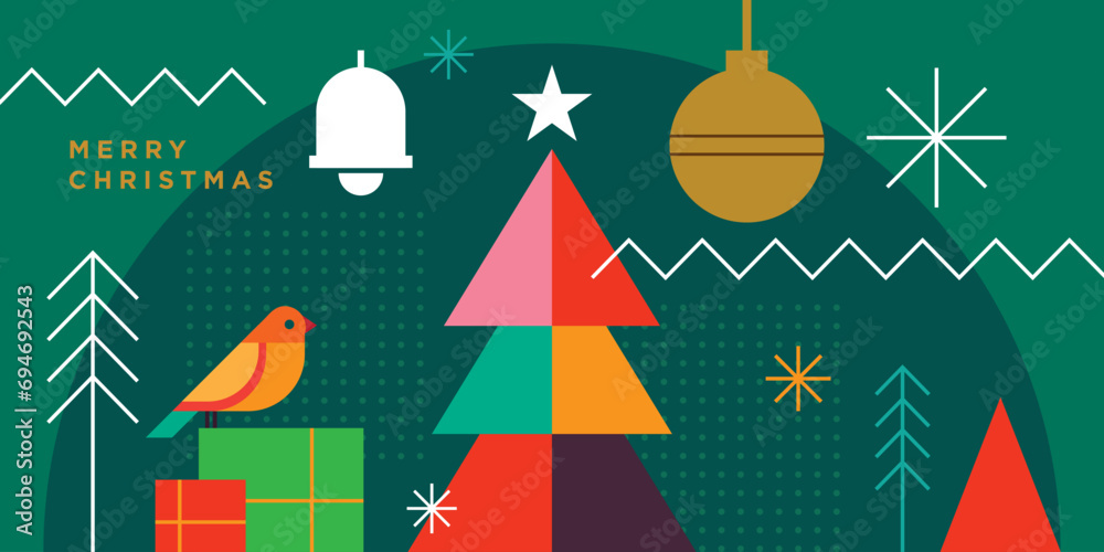 Christmas Card Designs with Geometric Christmas Tree Scene Illustration. Modern Christmas Card Templates Vector, Merry Christmas Gifts sparkle, star and bell doted and circle Christmas Card Designs with Geometric Christmas Tree Scene Illustration. Modern Christmas Card Templates Vector, Merry Christmas Gifts sparkle, star and bell doted and circle