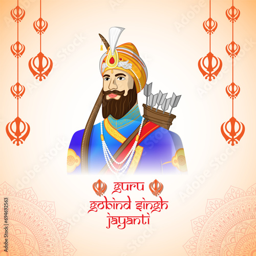 Vector illustration of Happy Guru Gobind Singh Jayanti social media feed template
