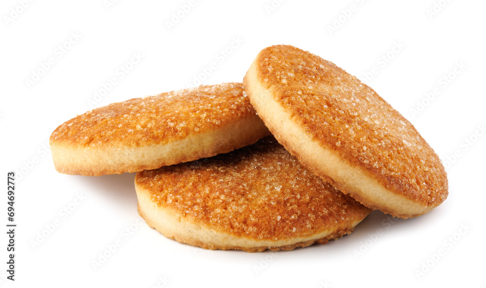 Beautiful round cookies isolated on a white background. A few cookies. Beautiful round cookies isolated on a white background. A few cookies.