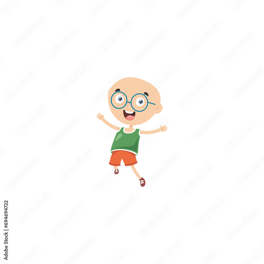 cute little vector child pose in cute clothes pupils