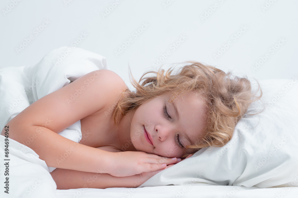 Kid enjoying sweet dreams. Adorable kid sleeps in bed. Sleeping child. Kid enjoying sweet dreams. Adorable kid sleeps in bed. Sleeping child.