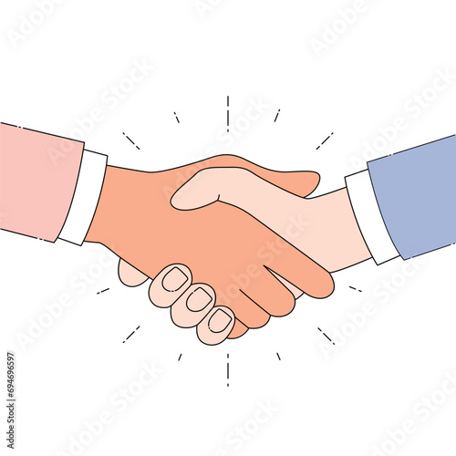 Business man shaking hands. Hand drawn style vector design illustration