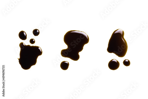 Drops of old engine oil isolated on white background, clipping path photo