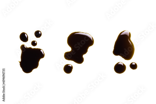 Drops of old engine oil isolated on white background, clipping path