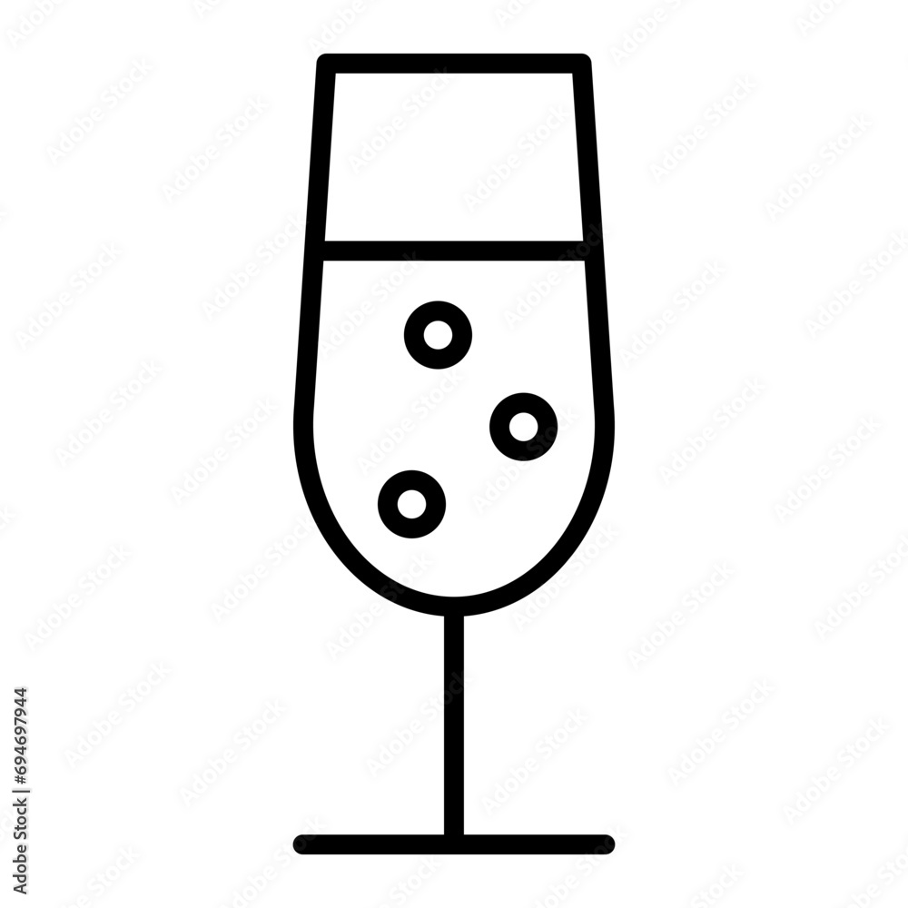 Black single glass of champagne line icon, simple celebration drink flat design pictogram, infographic vector for app logo web button ui ux interface elements isolated on white background Black single glass of champagne line icon, simple celebration drink flat design pictogram, infographic vector for app logo web button ui ux interface elements isolated on white background