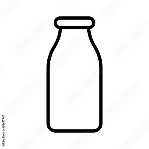 Black single milk bottle line icon, simple outline natural food flat design pictogram, infographic vector for app logo web button ui ux interface elements isolated on white background