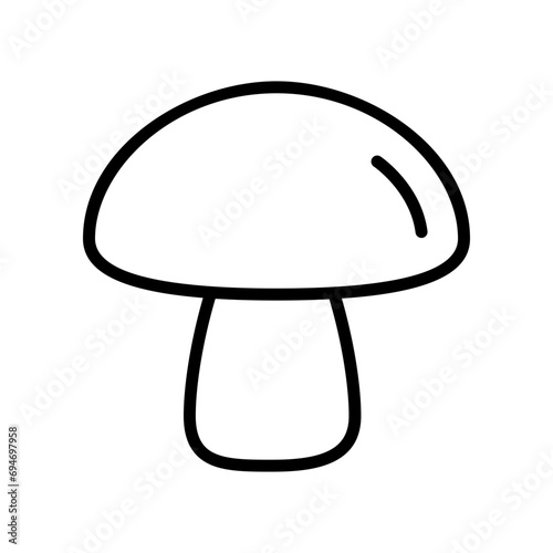 Black single mushroom line icon, simple fresh cute vegetable flat design pictogram, infographic vector for app logo web button ui ux interface elements isolated on white background