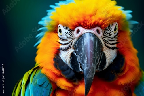 Macaw parrot colorful. Animal feather. Generate Ai © juliars