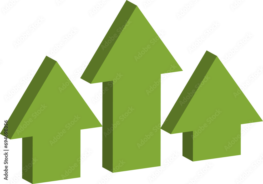 Business arrow, goals concept, Financial growth vector. 3d graph arrow isolated on white background. Cost reduction Business arrow, goals concept, Financial growth vector. 3d graph arrow isolated on white background. Cost reduction