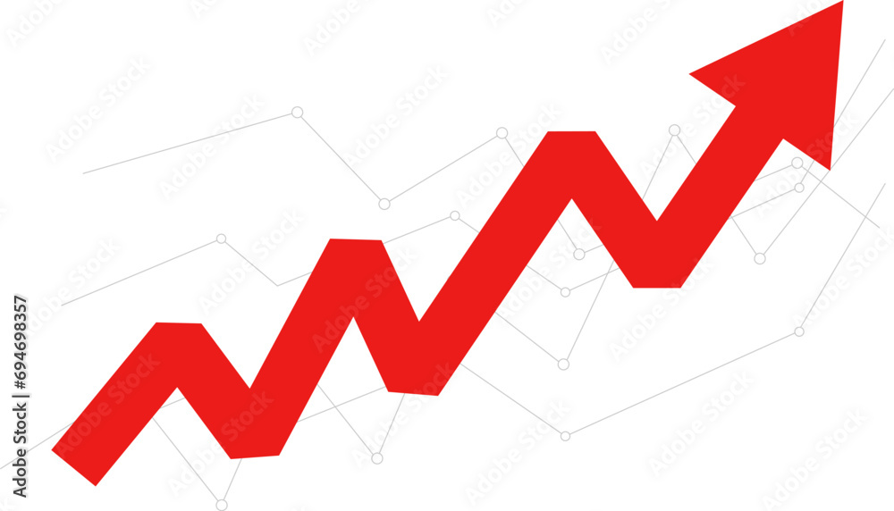 Business arrow, goals concept, Financial growth vector. 3d graph arrow isolated on white background. Cost reduction Business arrow, goals concept, Financial growth vector. 3d graph arrow isolated on white background. Cost reduction