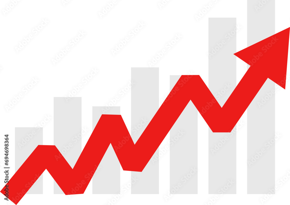 Business arrow, goals concept, Financial growth vector. 3d graph arrow isolated on white background. Cost reduction Business arrow, goals concept, Financial growth vector. 3d graph arrow isolated on white background. Cost reduction