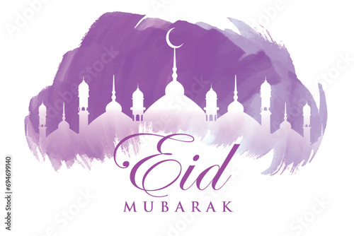 Ramadan Eid Mubarak background greeting card with candles and moon decoration