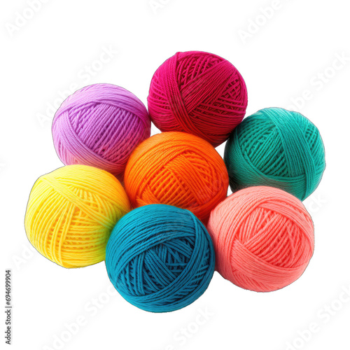 Yarn Balls in Various Colors - Perfect for Knitting and Crocheting. Isolated on a Transparent Background. Cutout PNG.