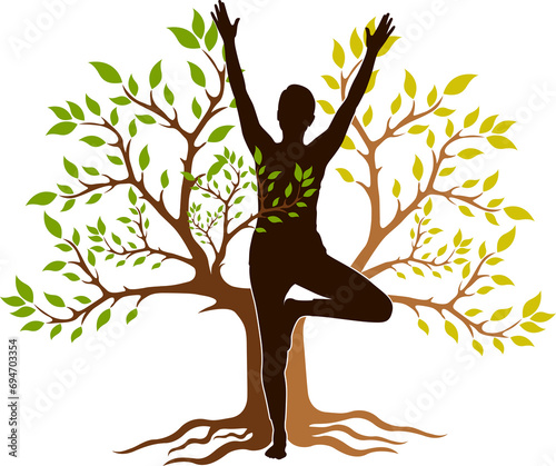 Illustration art of a tree yoga with isolated background 
