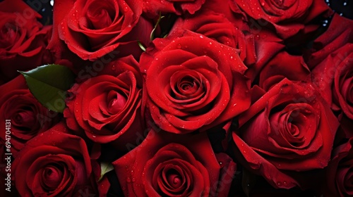 Full Frame of Assorted Red Roses Background