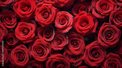 Full Frame of Assorted Red Roses Background