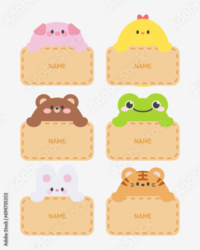 Cute Animal Name Tag Illustration Collection