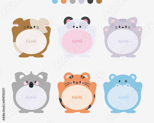 Cute Animal Name Tag Illustration Collection