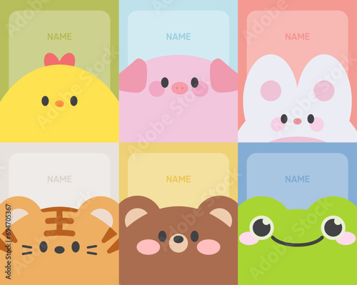 Cute Animal Name Tag Illustration Collection