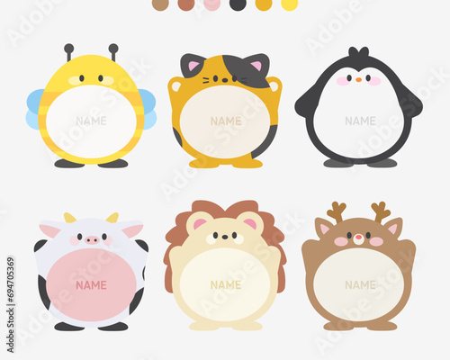 Cute Animal Name Tag Illustration Collection