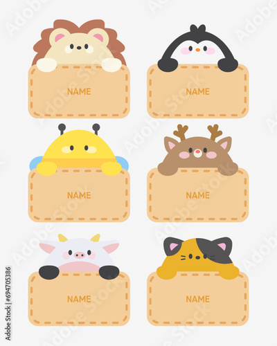 Cute Animal Name Tag Illustration Collection