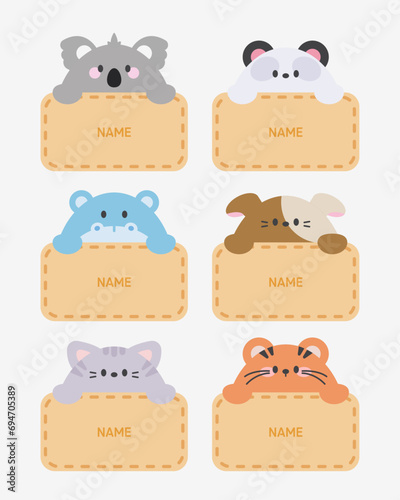 Cute Animal Name Tag Illustration Collection