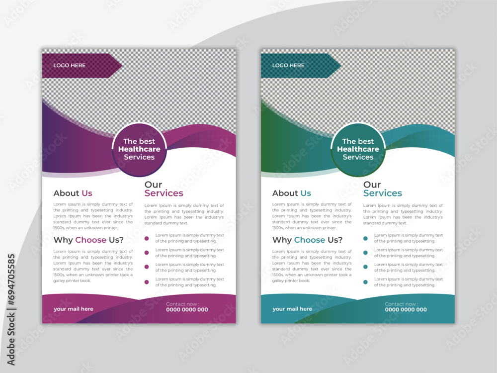 Corporate healthcare and medical flyer or poster design layout. Corporate healthcare and medical flyer or poster design layout.