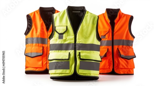 Uniforms for construction work,Safety vest set on a white background.