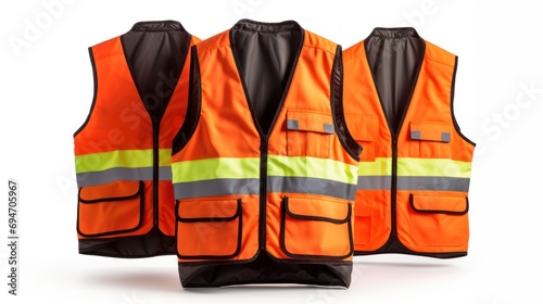 Uniforms for construction work,Safety vest set on a white background.