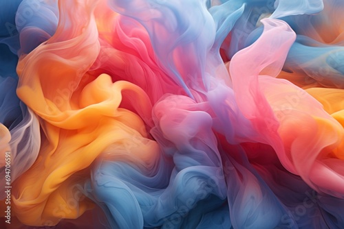 Cloud of colorful smoke texture with swirling, ethereal patterns and a fluid, airy appearance.