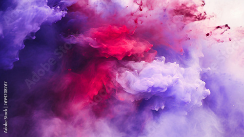 Cosmic Dance of Nebulous Clouds, Red and Blue Mist Intertwining in a Dreamlike Spectacle