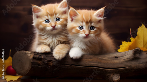 Two cute kittens. Generative AI illustration  © สรศักดิ์ ธรรมวงษ์ษา