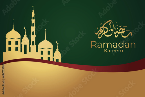 Ramadan Eid Mubarak background greeting card with candles and moon decoration