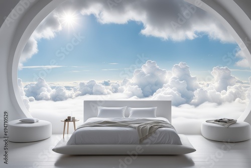 A bed in the clouds, a restful sleep