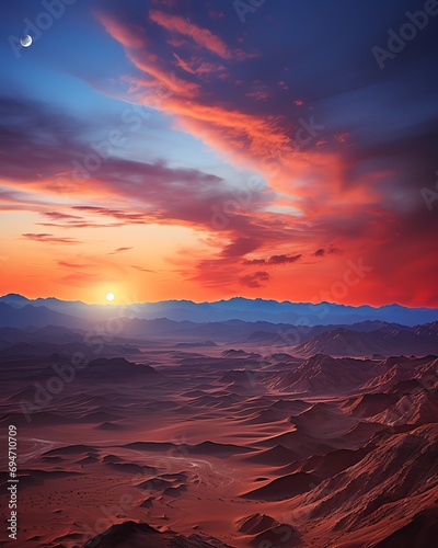 Surreal Desert Sunset Panorama