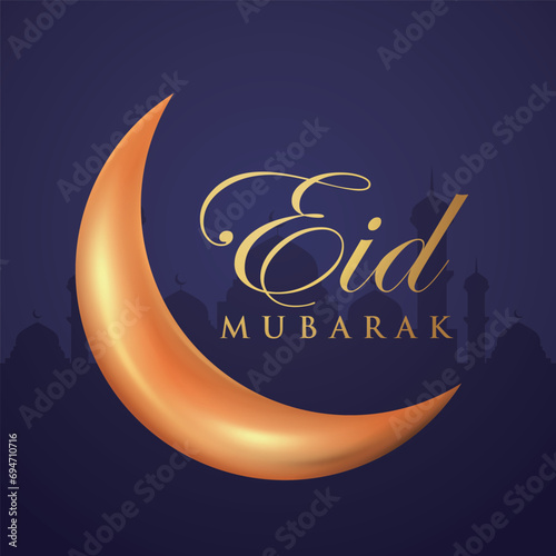 Ramadan Eid Mubarak background greeting card with candles and moon decoration