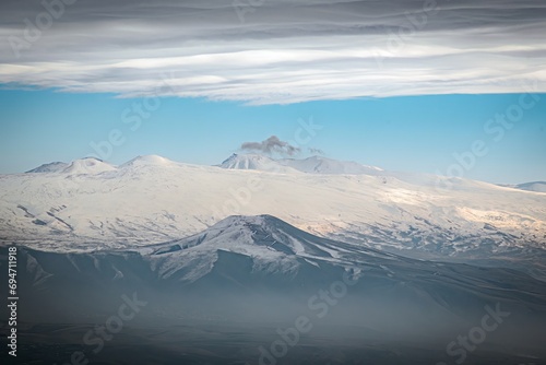 snow covered mountains in winter