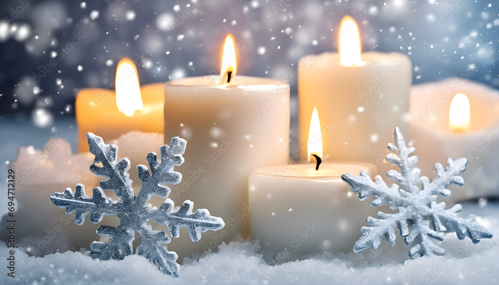 christmas background with candle and snowflakes christmas background with candle and snowflakes