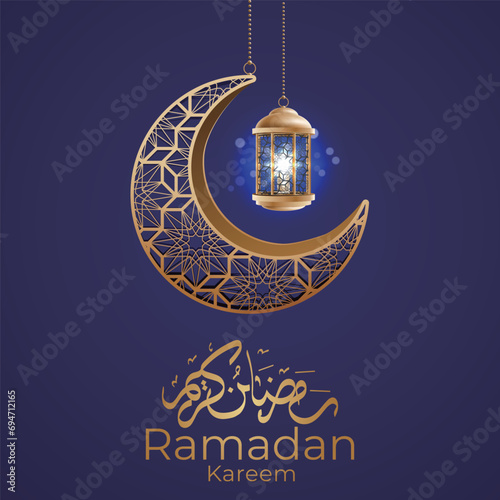 Ramadan Eid Mubarak background greeting card with candles and moon decoration