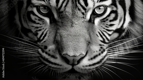 Eyes of the Wild: Intense Close-Up Portrait of a Tiger in Striking Black and White © Cyprien Fonseca