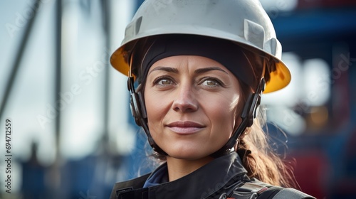  woman oil rig worker with a helmet  © CStock