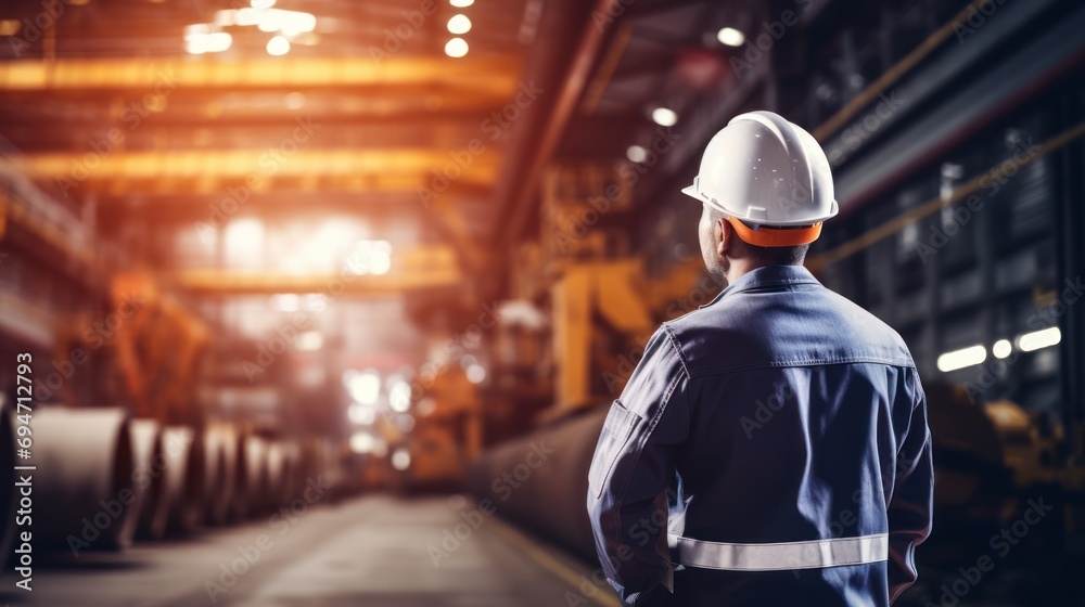 Professional engineer worker wearing uniform in a factory, 