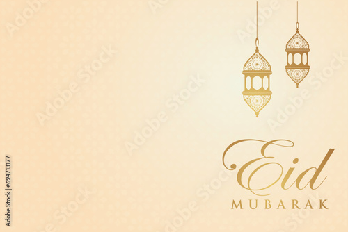 Ramadan Eid Mubarak background greeting card with candles and moon decoration